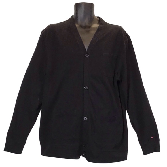 Tommy Hilfiger Mens Button Up Cardigan Size XL Jersey Knit Long Sleeve Sweater - Picture 1 of 13
